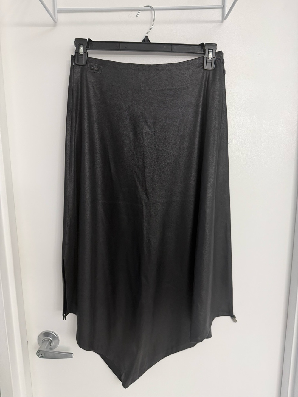 Cop.Copine Black Asymmetrical Hem Midi Skirt
